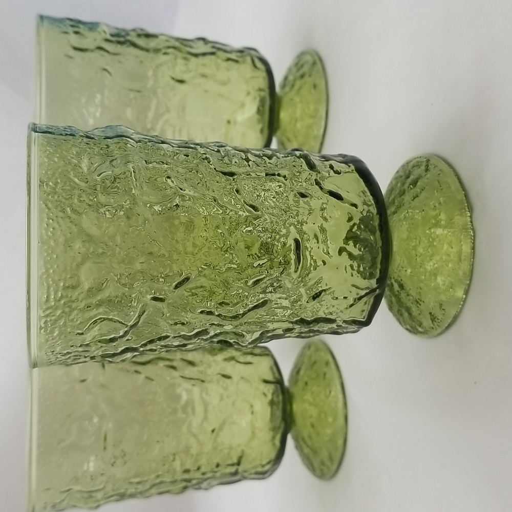 Anchor Hocking Milano Avacado Green Footed Tumblers - Picture 16 of 16